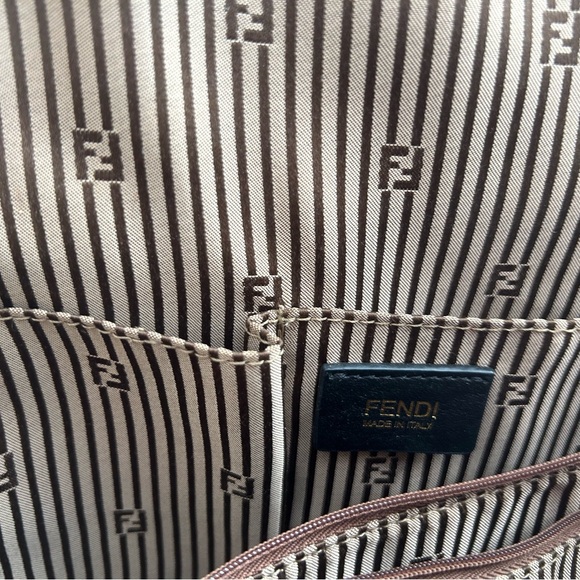 Fendi Black, Brown & Blue Leather Satchel with Gold Hardware - Picture 9 of 11